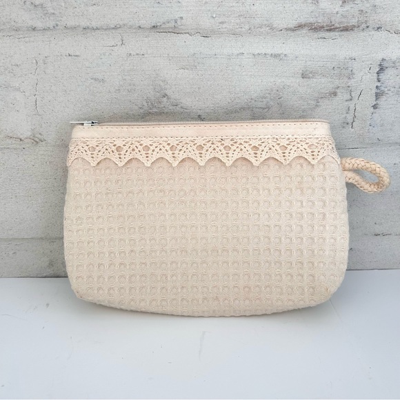 Zippered Pouch Bag Italy Cotton Switzerland Souvenir Embroidery Edelweiss Flower - Picture 2 of 6